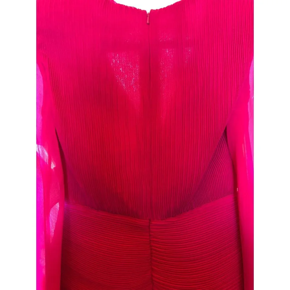 Mac Duggal drawstring sleeve short party dress in hot pink chiffon Size 0  New - Picture 13 of 16